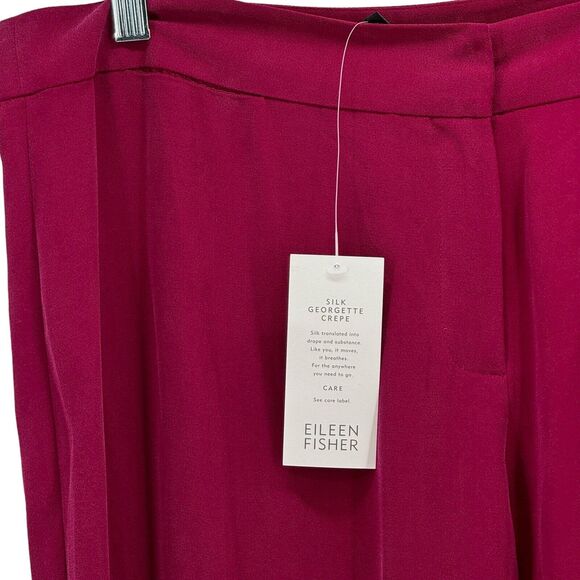 EILEEN FISHER Rhapsody 100% Silk Georgette L Crepe Straight Pant NWT MSRP 248 - Picture 5 of 11